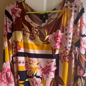 JM Collection Multicolor Floral Blouse